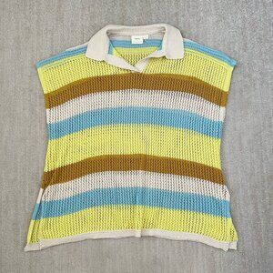Anthropologie Maeve Open Knit Polo Pullover Mini Dress Beach Swim Coverup OS